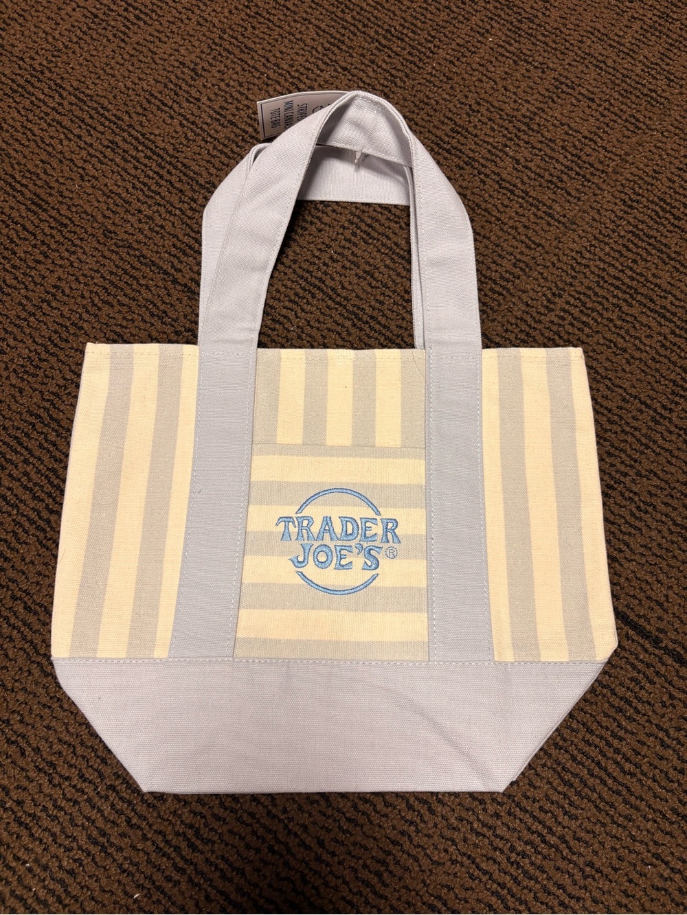 🦋Limited Edition Trader Joe’s Striped Mini Tote Bag - Blue and Cream